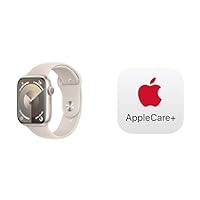 Apple Watch Series 9 [GPS 45mm] Smartwatch with Starlight Aluminum Case with Starlight Sport Band S/M, Water Resistant with AppleCare+ (2 Years)