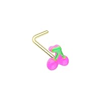 Golden Pink Kawaii Cherry Cherries Nose Ring