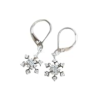1.5CT Round Cut Lab Created Diamond Snowflak Dangle Earrings 925 Sterling Silver