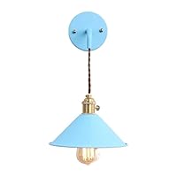 Industrial Vintage Wall Lamp, Simple LED Wall Sconce, E27 Metal Wall Mount Light Fixtures for Bedroom Living Room Restaurant Corridor (Color : Blue)
