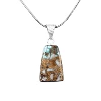 925 Sterling Silver Genuine Copper Turquoise Gemstone Pendant Necklace Gift Jewelry