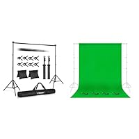 EMART Green Screen with Backdrop Stand kit, 10ft Adjustable Background Stand Support System with 6 x 9ft Green Backdrop