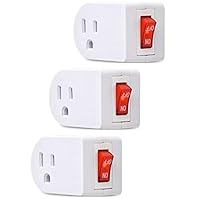 3 Prong Grounded Single Port Power Adapter with Red Indicator On/Off switch {Value! 3 Pack}
