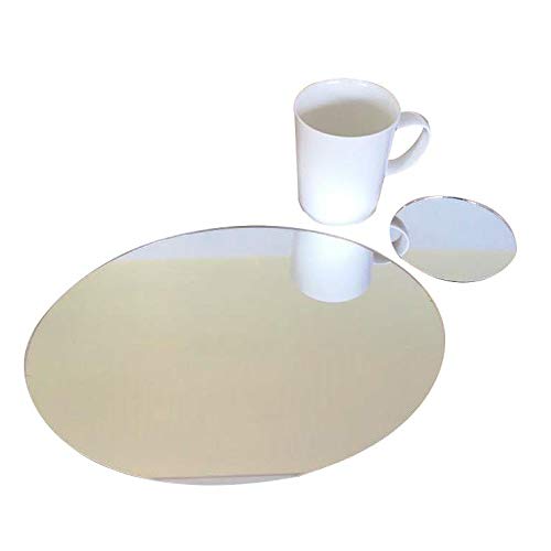 Super Cool Creations Oval Placemat and Coaster Set, Mirrored - 8 Placemats and 8 Coaster - Standard