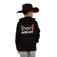 Ariat Boys' Mexico Flag Logo Graphic Hooded Sweatshirt Black Small