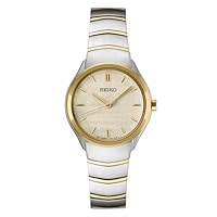 SEIKO SUR550 Women's Analog Quartz Watch - Champagne Dial Two-Tone Stainless Steel Band - Hardlex Crystal Quartz 50 Meters Water Resistant Depth