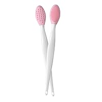 Silicone Lip Brush Double Sided Nose Scrubber Lip Scrub Brush Soft Manual Blackhead Cleaner Pink 2PCS