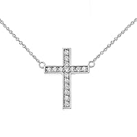 CHIC CZ CROSS NECKLACE IN 14K WHITE GOLD - Pendant/Necklace Option: Pendant Only