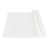 Thick Silicone Counter Mat Large Set of 2, Heat Resistant Mat for Kitchen Table/Countertop Protector/Non Stick Pastry Baking Mat Placemats, Silicone Mat for Crafts Kids (20×28, Translucent)