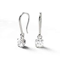 Crecida 1.00 Carat (ctw) 14 K White Gold Round shaped Lab-Grown White Diamond wire back Earring with VS1-VS2-GH