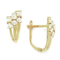 14k Yellow Gold CZ Cubic Zirconia Simulated Diamond Flower Leverback Earrings Measures 14x7mm Jewelry for Women