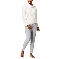 Nautica Womens Sleepwear Plush Textured Top And Jogger Pants Pajama Sets Size X-Large Color Vanilla