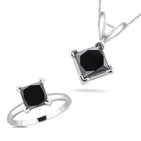 2.00 Cts Black Diamond Jewelry Set in Platinum