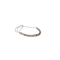15 CT, Natural Labradorite Beads Sterling Silver Slider Bracelet 10 Inch, Adjustable Bracelet