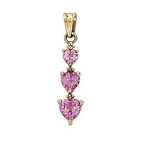 14k Yellow Gold Created Pink Sapphire Diamond Pendant Necklace Jewelry for Women