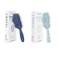 Detangler Brush by Fiora Naturals - 100% Bio-Friendly Detangling brush w/Ultra-Soft Bristles - Glide Through Tangles with Ease, For Curly, Straight, Black Natural, Women, Men, Kid (Navy Blue & Blue)