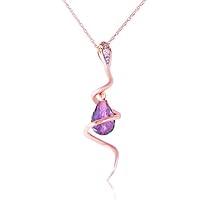 Indi Gold & Diamond Jewelry 0.50Ct Pear Cut Created White Diamond & Amethyst Women's Fancy Snake Pendant Necklace For Women's 14k Rose Gold Finish 925 Sterling Silver