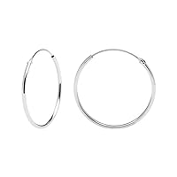 925 Sterling Silver Endless Round Large Hoop Earrings for Women, Trendy Lightweight Hollow Tube Hoop Earrings for Girls