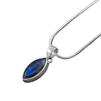 Blue Fire Labradorite Marquise Pendant 925 Sterling Silver Gemstone Jewelry