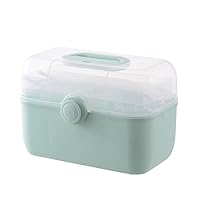 Medicine Box Transparent First Aid Box, Large Capacity Medicine Storage Box Organizer with Pill Organizer Kit Case Plastic Multi Layer Medicine Cabinet (L GREEN)