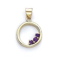 14k Yellow Gold Round Amethyst Circle Pendant Necklace Jewelry for Women