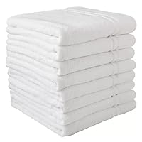 Commercial Hospitality Towels Good for Hotels, spas and Residential use (White, Bath Towels (8 CT)), 24inch x 50inch