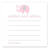 Pink Elephant Advice Cards Baby Shower Games, Perfect for Wishing Well, Girls Birthday Time Capsule, Guest Book Alternative, Unique Guest Activity, 25 Pack