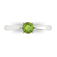 Clara Pucci 0.6 ct Brilliant Round Cut Solitaire Green Peridot Classic Anniversary Promise Engagement ring 18K white gold for Women