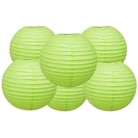 Pack of 6 Round Paper Lantern Lamp Paper Lanterns Party Decorations (Spring Green, 8