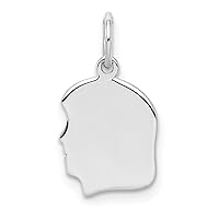 Solid 925 Sterling Silver Girl Polished Front Satin Back Disc Customize Personalize Engravable Charm Pendant Jewelry Gifts For Women or Men (Length 0.55