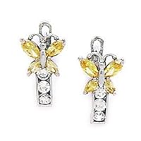 925 Sterling Silver Plated November Yellow CZ Butterfly Angel Wings Leverback Earrings Measures 12x7mm Jewelry for Women