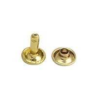 Light Golden Double Cap Leather Rivets Tubular Metal Studs Cap 8mm and Post 8mm Pack of 300 Sets
