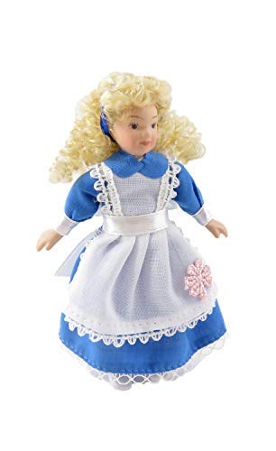 Melody Jane Dolls Houses Little Girl in Alice in Wonderland Dress 1:12 Porcelain People