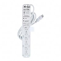 Leviton 53C6M-1N7 15 Amp Medical Grade Power Strip with Load Monitoring Inform Technology, 6-Outlet, 7’ Cord, Image