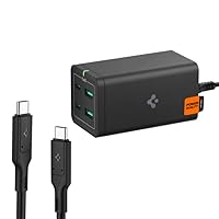 Spigen ArcDock 65W [GaN III] 4-Port USB C Charging Stantion USB-C PD/USB-A Hub with Spigen USB 4 Cable for Thunderbolt 4 Cable 100W Charging 40Gbps Data Transfer for MacBook Pro Air iPad USB-C Laptop