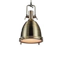 Retro Industry Style Ceiling Lamp Restaurant Bar Counter Creative Lid Pendant Light Living Room E27 Edison Lamp Holder Chandelier Lovely (Color : Brass)
