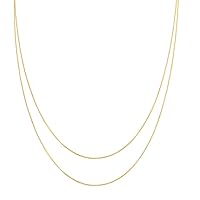 KISPER Gold 8 Sided Snake Chain Necklace Set - Thin, Dainty - for Women & Men - with Lobster Clasp - Made in Italy, 22