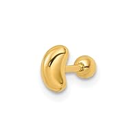 14k Gold Crescent Celestial Moon Labret Stud Measures 10.78x3.65mm Wide Jewelry for Women