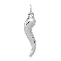 6.23mm 10k White Gold Italian Horn Charm Pendant Necklace Jewelry for Women