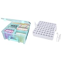 ArtBin Super Satchel Double Deep, Aqua Mist, 1 Pack, Model:6990AA & 6939AB Marker Storage Tray - Holds up to 64 Pens, Pencils, Markers, Brushes, etc, [1] Plastic Storage Tray, White