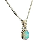 Natural Opal Silver Chain Pendant Jewelry Handmade 925 Sterling Silver