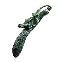 Genuine Nephrite Jade Sculpture Lifelike Cucumber Intriguing Feng Shui Goods for Luck and Prosperity