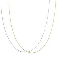 KISPER Silver & Gold-Plated 925 Sterling Silver 8 Sided Snake Chain Necklace Set - Thin, Dainty - for Women & Men - with Lobster Clasp - Made in Italy, 22