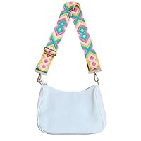 Lucy Handbag - Women Travel Bags - Adjustable Strap - Shoulder Bag - Satchel - White; Skyblue/White Aztec