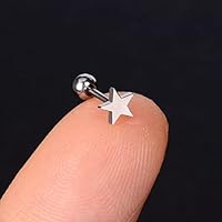 C.1Pcs Stainless Steel Earrings Heart Star, Moon Cross Butterflysly Snake Lobe Ear Piercing Jewelry (30 silver star- )