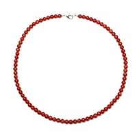 6 mm Red Natural Jade Red Single Strand Necklace, Red Beaded Necklace, Jewelry,Bead Necklace