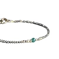 Natural Emerald 3mm Round Shape Faceted Cut Gemstone Beads 7 Inch Silver Plated Clasp Bracelet For Men, Women. Natural Gemstone Link Bracelet. | Lcbr_02510