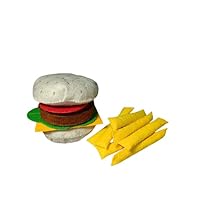 Felt Hamburger and French Fries Pretend Play Food, Montessori Learning Toy for Fine Motor Skills, Play Kitchen for Toddler from 2 years.