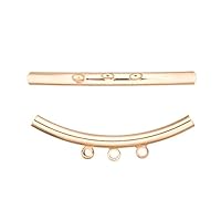 Curved Tube Bead with 3 Rings, Gold-Finished Brass 38x3mm Sold per Pack of 10
