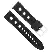 Ewatchparts 24MM RUBBER DIVER WATCH BAND STRAP COMPATIBLE WITH TAG HEUER GRAND CARRERA WATCH BLACK